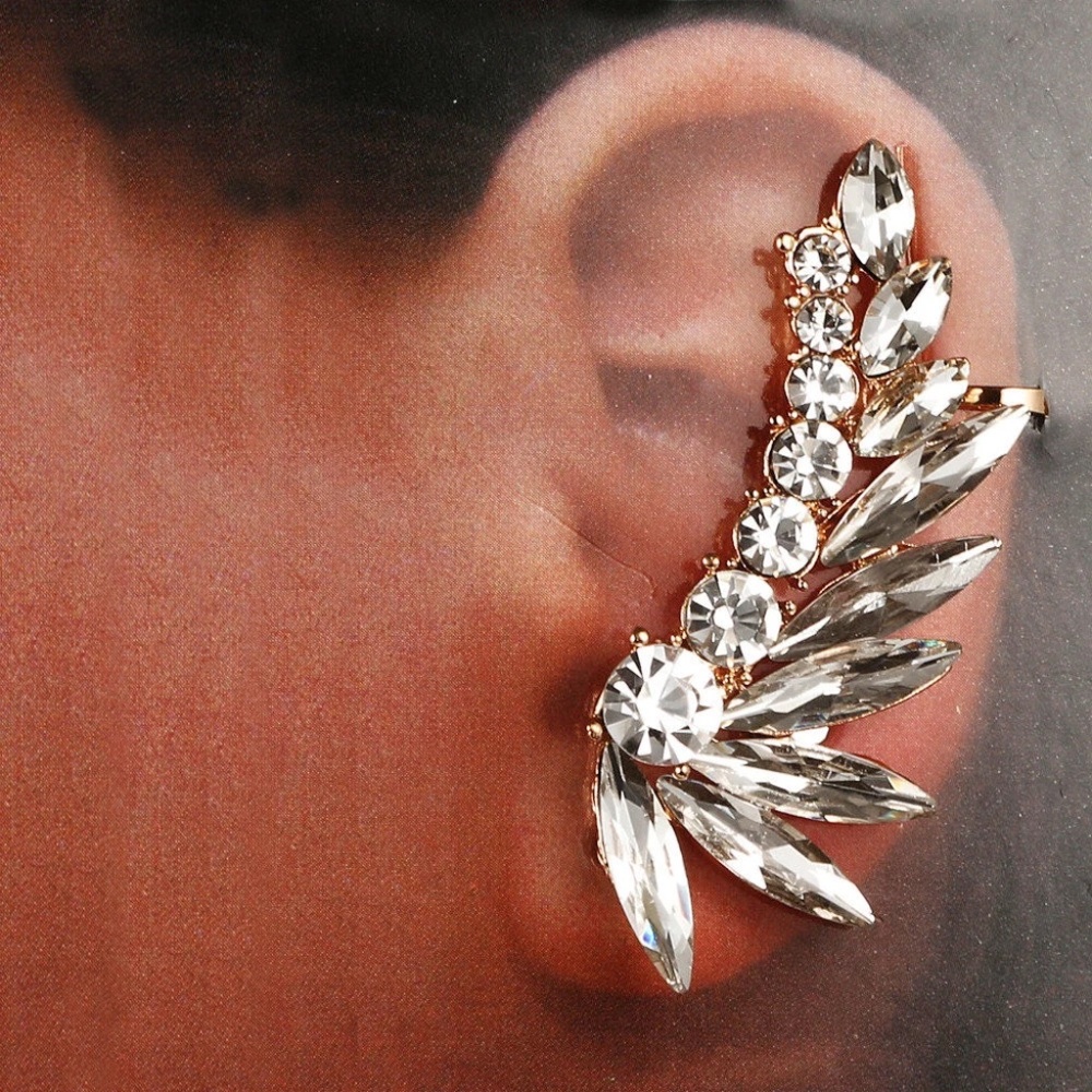 Sparkling Stone Ear Wrap, Retro Ear Wrap, Retro Stone Ear Cuff,  Piercing, Left